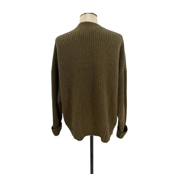Staud Matilda Cardigan Green Wool Blend Button Front Chunky Knit Women Small - Picture 8 of 12